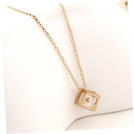 TOVINANNA Fashionable Crystal Zircon Cube Pendant Necklace Dazzling Jewelry for Ladies for Occasions