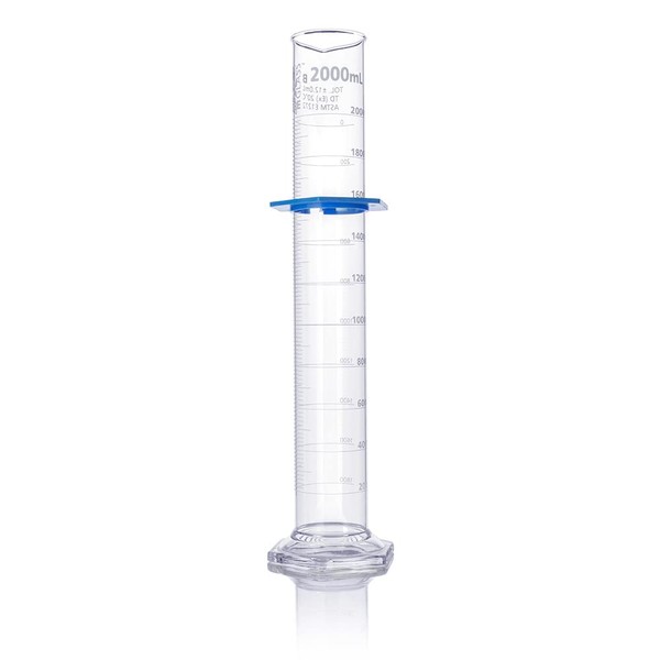 Graduated Cylinder, Globe Glass, 2000mL, Class B, to Deliver (TD),