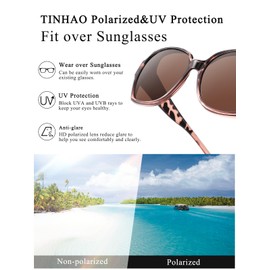 TINHAO Fit Over Glasses Sunglasses for Women Men Polarized UV Protection Butterfly Oversized Sunglasses over Glasses(Amber lepard, Brown)