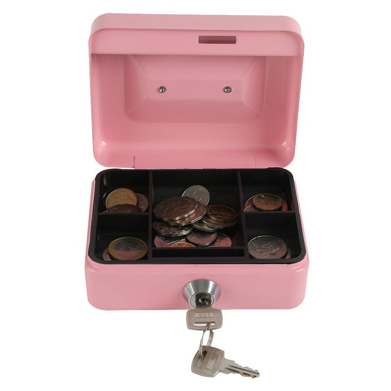 xydled Locking Steel Mini Cash Box with Removable Coin Tray