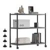 ZZL 3 Tier Small Bookshelf 31.49" Width,Metal Bookcase w/Wheels,Industrial Book