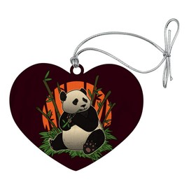 GRAPHICS & MORE Giant Panda Bear Eating Bamboo Heart Love Wood Christmas Tree Holiday Ornament