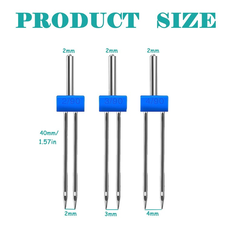 3 Size Twin Needles for Sewing Machine,Stretch Machine Double Twin