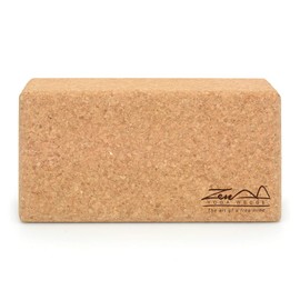 Zen Yoga Wedge Yoga Blocks Made of Natural Cork Standard - Premium 100% Natural Single Brick for Beginners and Professionals Yoga Pilates Classes Home Exercise Fitness Non-Slip Handle -