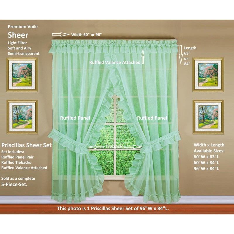 Today's Curtain, Emelia Priscilla Sheer Pair 60" W x 63"
