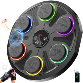 UKH Music Boxing Machine, Boxing Music Workout Machine for Adults Kids, Smart Boxing Traineing Machine, Wall Mounted Boxing Punching Pad with Gloves, Home Boxing Workout Equipment Target, Black