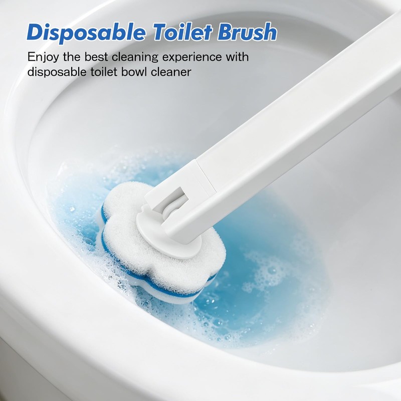 SetSail Disposable Toilet Brush for Bathroom Cleaning, 16 Replacement,White