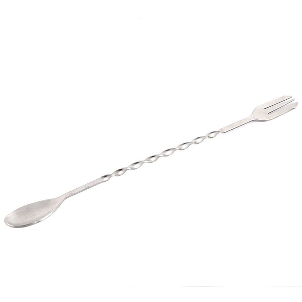 Uxcell Cocktail Spoon Home Bar Metal Thread Design Drinking Mixing