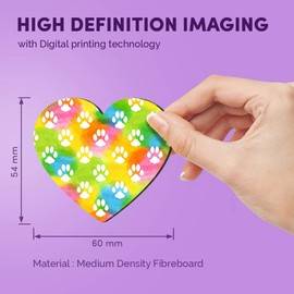 1 x Heart MDF Magnets - Rainbow Paw Cat Kitten Dog Puppy 13211