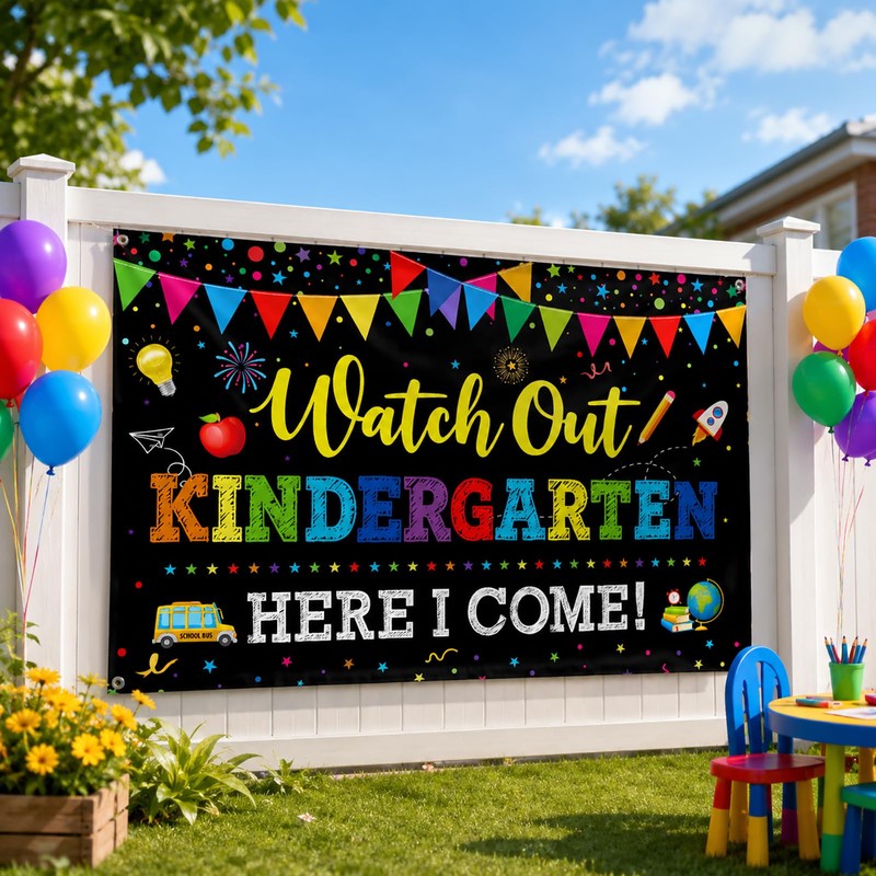Welcome Back to School Banner,Look Out Kindergarten Here I Come