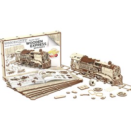 WOODEN.CITY Train 3D Wooden Puzzles for Adults – Model Kits - Made in EU - 13,78 x 4,33 x 4,8 in