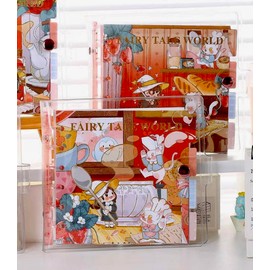 Kawaii Spiral Journal, Small Spiral Notepad Cute Notebook, Premium Quality Paper, 160 pages, 130 x 130mm, Transparent Plastic Binder, Style 4