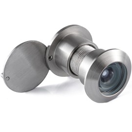 Earl Diamond - Solid Brass Door Viewer Peephole, 220-degree Door Viewer with Heavy Duty Rotating Privacy Cover for 1-21/32" to 2-1/8" Doors for Home Office Hotel, Satin Nickel Finish