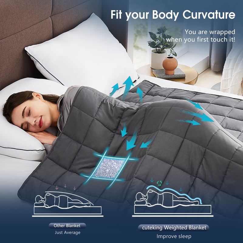 CuteKing Weighted Blanket for Adults (20lbs, 60"x80", Grey) Heavy Blanket
