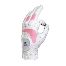 MAZEL (Mazel) Golf Gloves Children's Junior Kids Both Hands Golf Gloves 1 Set (Star-Pink, S)