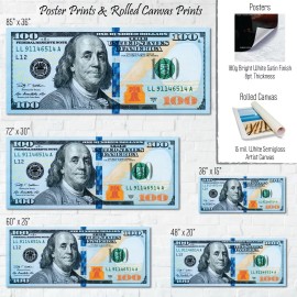 Unbranded $100 Dollar Bill Money Pink Extra Large Poster 72” X 30”