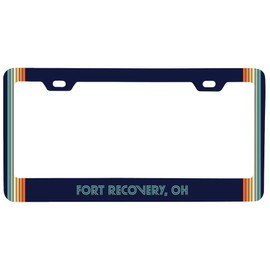 Fort Recovery Ohio Car Metal License Plate Frame Retro Design