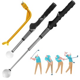 wlertcop Retractable Golf Training Aids - Golf Swing Training Aid With Corrector, Rhythm Click Sound Warm Up Golf Swing Trainer, Golf Accessories - Strength Tempo Training for Chipping Hitting