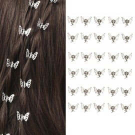 20pcs Small Butterfly Hair Clips Metal Decorative with Hollow Stylish Butterfly Design for Dreadlocks and Braids for Women (White)