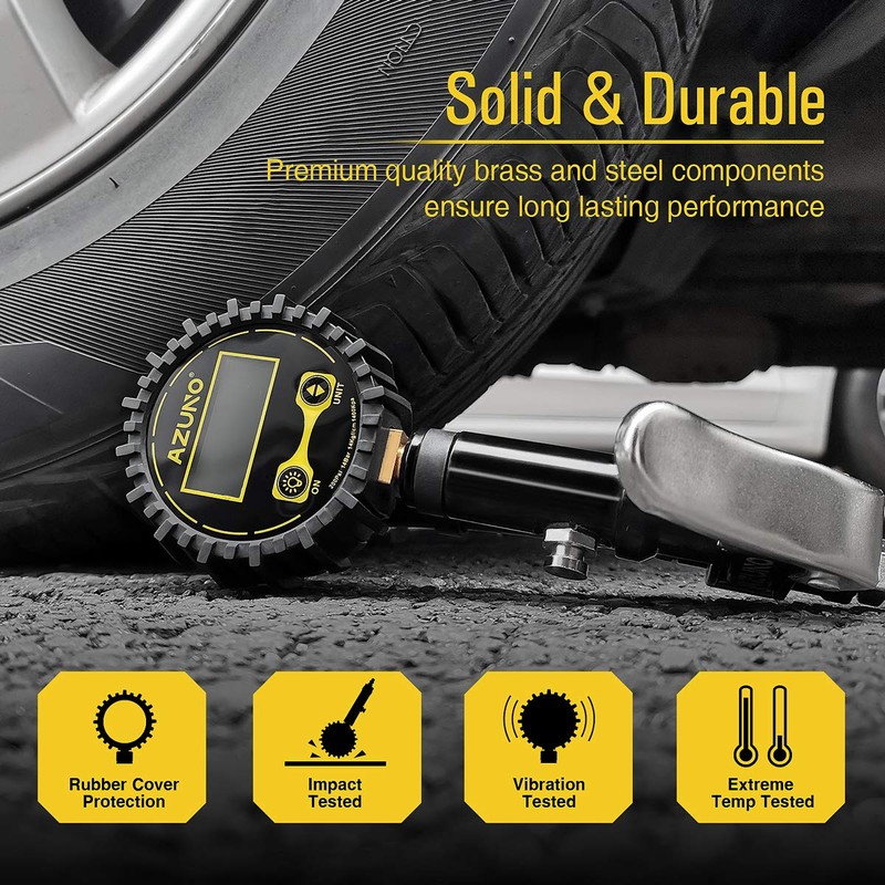 AZUNO Digital Bicycle Tire Inflator Gauge with Auto-Select Valve Type