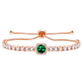 Oneress Green CZ Tennis Bracelet Dance Costumes and Accessories Jewelry for Women YA4536 (Green)