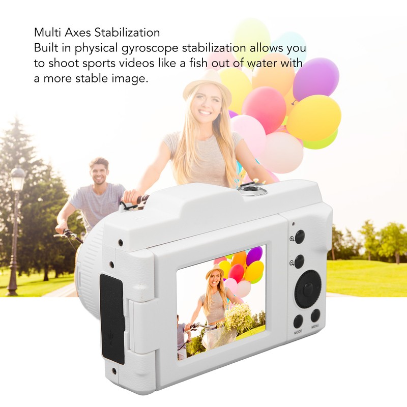 Digital Camera HD 16MP White Color Multi Axes Stabilization Smart