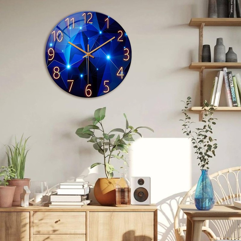 Blue Wall Clock for Living Room Decor Kitchen Wall Clocks