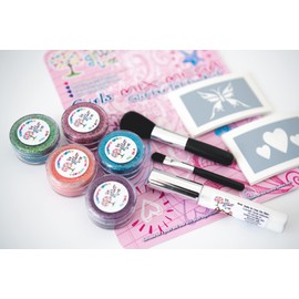 Glitter Tattoo Kit - Girls Fun Mega Party kit - Great Value 36 Stencil Party Pack - Vegan & Cruelty Free Contents - Age 3 & Up