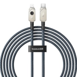Baseus Cable de Fibra de aramida F-12 irrompible de Carga rápida y Datos Tipo-C a Lightning, 20W, 2m, Blanco