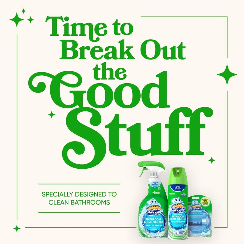 Scrubbing Bubbles Disinfectant Bathroom Grime Fighter Spray, Rainshower, 32 fl