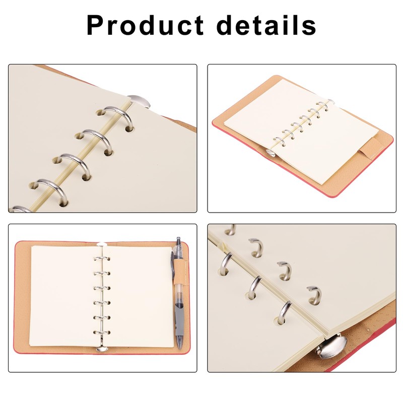 PATIKIL 6 Ring Binder Cover, A7 Leather Notebook Binder Mini