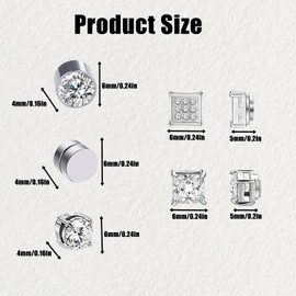 Magnetic Earring for Men, 5 Pairs Zircon Magnet Earring, Non-Piercing Clip-On Ear Jewelry for Indoor and Outdoor Wear, Diamond Earrings Men, Magnetic Earrings