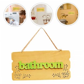 FUNOMOCYA Wooden Door Plate Hanging Decoration Bathroom Contemporary Sign Toilet Bathroom Sign Retro Decor Door Hanging Plaque Bathroom Hanging Sign Rustic Decor Wood Board Pendant Yellow