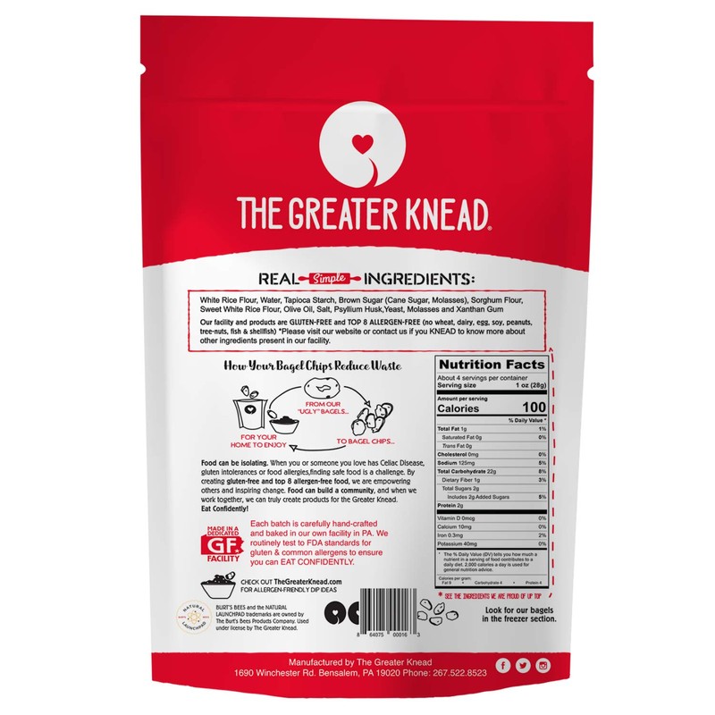 Greater Knead Gluten Free Bagel Chips - Plain, Vegan, non-GMO,