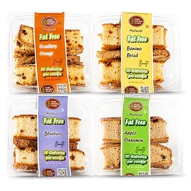 DIJAS Natural Foods, Crunchy Fat Free Biscotti Cookie, Variety Pack, All Natural Preservative Free Ingredients, Delicious Low Calorie Snack (4 Pack, Fruit Variety)