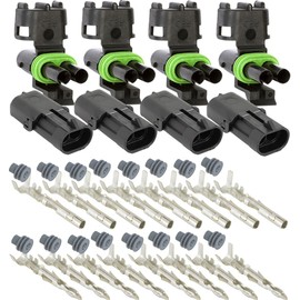 2-PIN (Conductor) 20 amps 14 16 GA, Weather-Pack Series, Sealer Terminals, Housing Male & Female Quick Disconnect QD Splice Kit