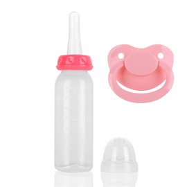 Adult Bottle with Big Sized Pacifier Set 8 oz (Pink)