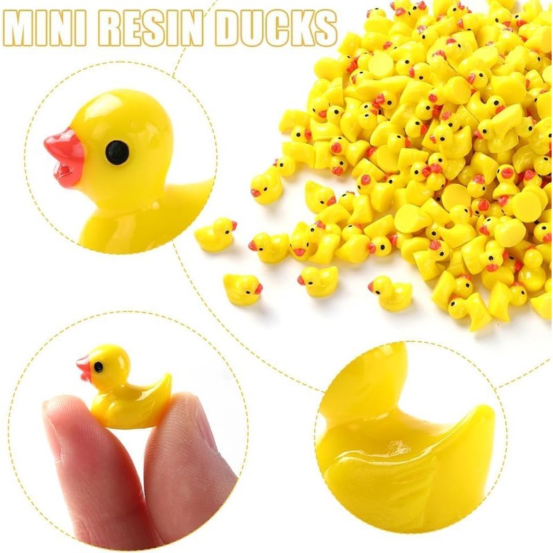 JOISHOP 200pcs Mini Ducks, Resin Tiny Ducks Little Plastic Ducks