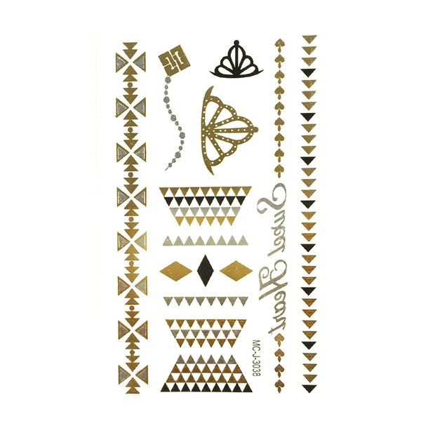 Wrapables Small Metallic Gold and Silver Temporary Tattoo Stickers, Mod