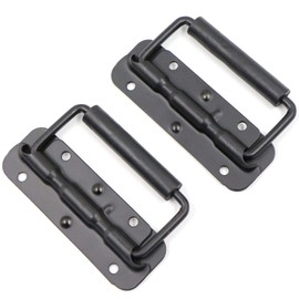 gexuamz Folding Handle Box Handle Boxes Handle Carry Handle - Pack of 2 Stainless Steel Spring-Loaded Box Handle Pull Heavy Handles Speaker Boxes Tool Hardware Boxes Tool Box Door Puller Black