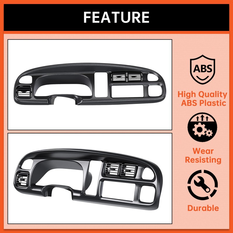 ECOTRIC Dash Board Cluster Bezel Cover Compatible with 1998-2002 Dodge