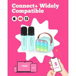 VERKB Kids Karaoke Machine, Kids Toys for Girls and Boys Gifts, Portable Bluetooth Speaker with 2 Wireless Microphone for Kids Adults Toddler Girls Home Party Birthday Gift (Blue)