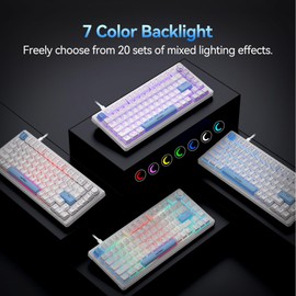 TECKNET Wired Gaming Keyboard, RGB Backlit Keyboards with Gasket Structure, USB C Mechanical Keyboard has 20 Lighting Effects & Multimedia Control Knob, Computer Keyboards for PC Laptop Mac Gamer