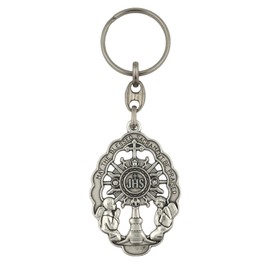 Blessed Sacrament Monstrance Keychain | Catholic Eucharist Key Chain | Beautiful Silver Tone Color | Handcrafted by Italian Craftsman | Adoration angels