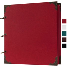 12 x 12 Inch Large Leather Hardcover 80 Pages DIY Scrapbook Photo Album Blank Craft Paper Wedding Anniversary Family Photo Scrapbook Album (Red, 12 x 12 Inch)