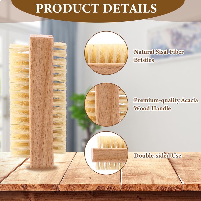 Amabro Wooden Nail Scrub Brush, 2pcs Double-Sided Nail Cleaning Brush