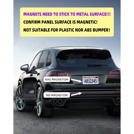 Magnetic License Plate Holder - 4 Pack Heavy Duty Neodymium Magnets with Rubber Coating, Stainless Steel Frame for No Drill Temporary Tags on Metal Car Bumpers