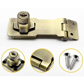 XMHF 2Pcs Keyed Hasp Locks 2.5 Inch Twist Knob Keyed Locking Hasp, Metal Safety Hasp Latches Keyed Different for Small Doors, Cabinets and Toolbox, Bronze