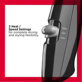 REVLON REVLON Travel Hair Dryer | Salon-Style Blowouts, Lightweight Design, 1875 Watts for Fast Drying with 2 Heat & Speed Settings for Drying and Styling Flexibility (Black)