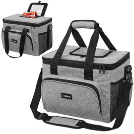OPUX Soft Cooler Bag, Insulated Collapsible Lunch Cooler Tote for Men Work Camping Beach Travel, Portable Soft Sided Leakproof Waterproof Large Lunch Bag Box with Shoulder Strap 40 Cans, Heather Gray
